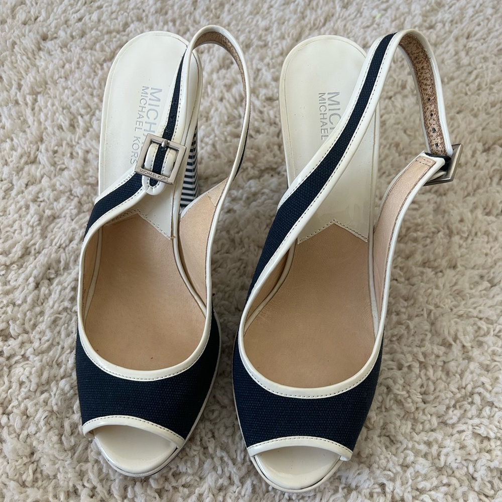 Michael Kors Sofia Sling Canvas Heels - Picture 4 of 7